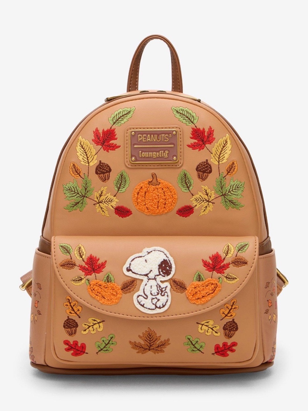 New Loungefly Peanuts Snoopy Fall Foliage Chenille Mini Backpack